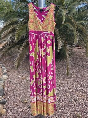 Olian Boho Hippie Sleeveless Floral Dress Bright Summer Outfit Size M
